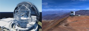 left:courtesy M3 Engineering and TMT International Observatory LLC; right: courtesy GMT Mason Media and GMT Project 